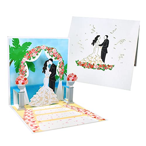 GREETING ART Pop Up Hochzeitskarte 3D Karte Brautpaar mit Romantischen Hochzeit Geschenkkarte Hochzeitskarten 3d Glückwunschkarte für Paare Grußkarten für Braut Valentinstag Jubiläumskarte Geschenk von GREETING ART