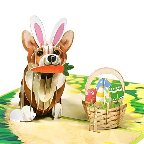 GREETING ART Pop Up Osterkarte,Hunde Pop Up Karte,Pop Up 3D Grußkarte,3d karte ostern,Frohe Osterkarte für Ostern,3D Pop Up Karte Handgefertigte mit Umschlag Perfektes Ostergeschenk von GREETING ART