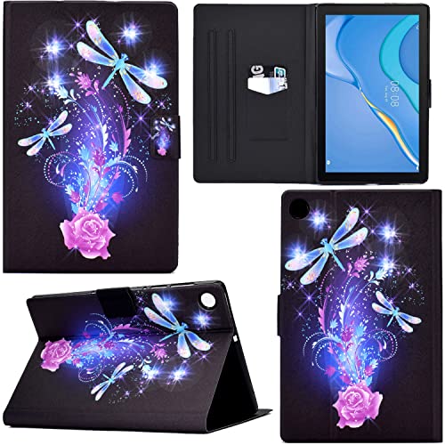 GRENJ Ooboom Hülle für Huawei MatePad T10/T10s Tablet, PU Leder Flip Smart Cover Schutzhülle Dünn Tasche Brieftasche Wallet Case Ständer mit Kartenfächer Magnetverschluss - Libelle von GRENJ