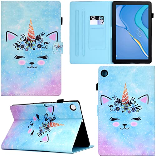GRENJ Ooboom Hülle für Huawei MatePad T10/T10s Tablet, PU Leder Flip Smart Cover Schutzhülle Tasche Brieftasche Wallet Case Schale Ständer mit Kartenfächer Magnetverschluss - Lächeln Gesicht von GRENJ