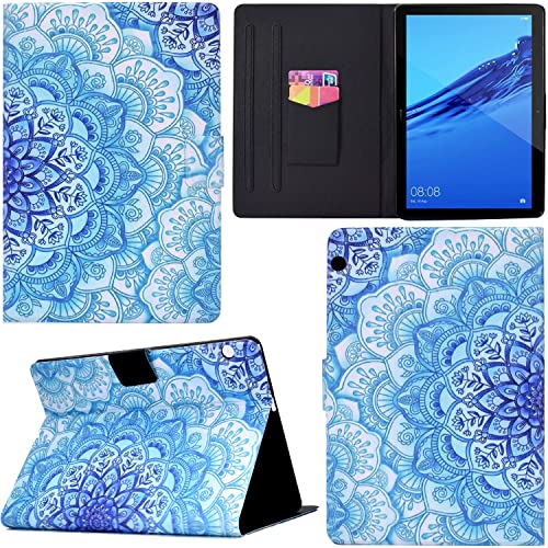 GRENJ Ooboom Hülle für Huawei MediaPad T3 10 Tablet, PU Leder Flip Smart Cover Schutzhülle Dünn Tasche Brieftasche Wallet Case Ständer mit Kartenfächer Magnetverschluss - Mandala von GRENJ