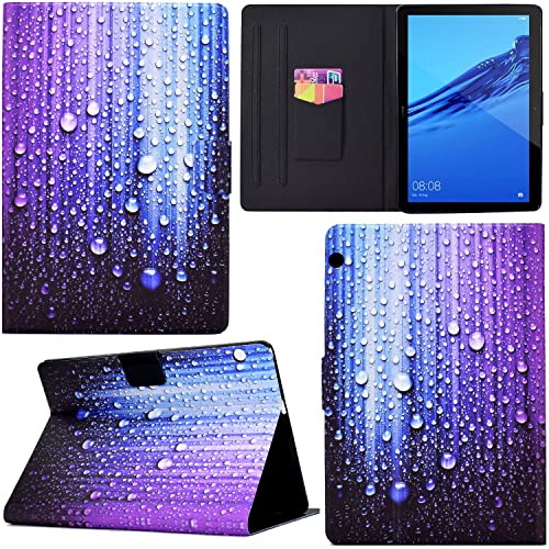 GRENJ Ooboom Hülle für Huawei MediaPad T3 10 Tablet, PU Leder Flip Smart Cover Schutzhülle Dünn Tasche Brieftasche Wallet Case Ständer mit Kartenfächer Magnetverschluss - Wassertropfen von GRENJ