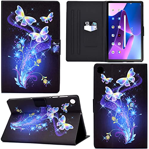 GRENJ Ooboom Hülle für Lenovo Tab M10 FHD Plus 10,3" Tablet, PU Leder Flip Smart Cover Schutzhülle Dünn Tasche Brieftasche Wallet Case Ständer mit Kartenfächer Magnetverschluss - Bling Schmetterling von GRENJ