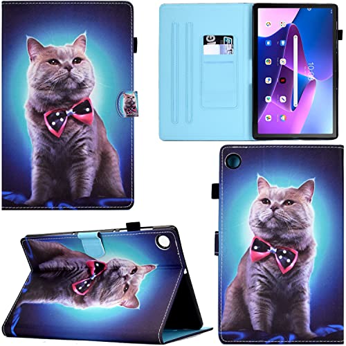 GRENJ Ooboom Hülle für Lenovo Tab M10 FHD Plus 10,3" Tablet, PU Leder Flip Smart Cover Schutzhülle Tasche Brieftasche Wallet Case Schale Ständer mit Kartenfächer Magnetverschluss - Katze von GRENJ