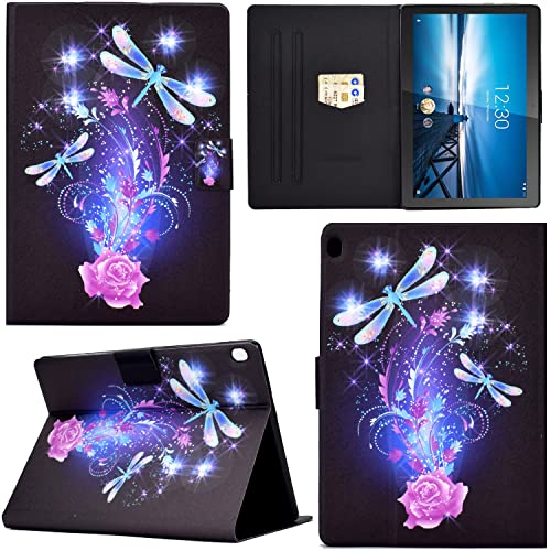 GRENJ Ooboom Hülle für Lenovo Tab M10 HD 10,1" Tablet TB-X605F/TB-X505, PU Leder Flip Smart Cover Schutzhülle Dünn Tasche Brieftasche Wallet Case Ständer mit Kartenfächer Magnetverschluss - Libelle von GRENJ