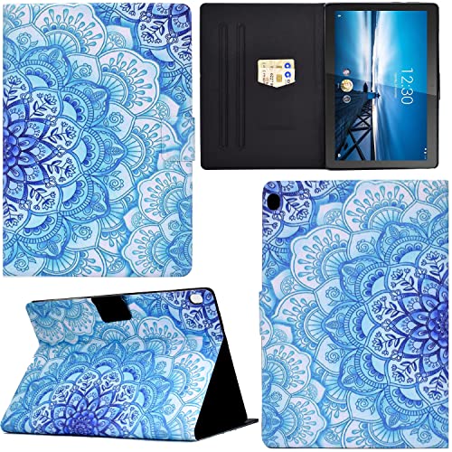 GRENJ Ooboom Hülle für Lenovo Tab M10 HD 10,1" Tablet TB-X605F/TB-X505, PU Leder Flip Smart Cover Schutzhülle Dünn Tasche Brieftasche Wallet Case Ständer mit Kartenfächer Magnetverschluss - Mandala von GRENJ