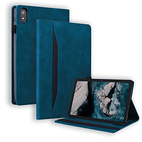 GRENJ Ooboom Hülle für Nokia T20 Tablet, Flip Folio Smart Cover PU Leder Schutzhülle Tasche Brieftasche Wallet Case Ständer mit Gummiband - Blau von GRENJ