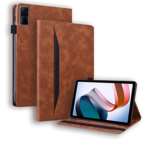 GRENJ Ooboom Hülle für Xiaomi Redmi Pad, Flip Folio Smart Cover PU Leder Schutzhülle Tasche Brieftasche Wallet Case Ständer mit Gummiband - Braun von GRENJ