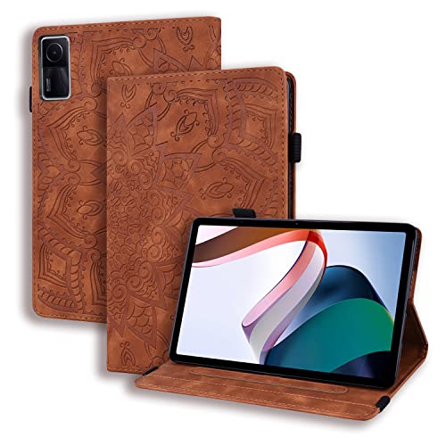 GRENJ Ooboom Hülle für Xiaomi Redmi Pad, Mandala Muster Flip Smart Cover PU Leder Schutzhülle Tasche Brieftasche Multi-Winkel Wallet Case Ständer mit Kartenfächer - Braun von GRENJ