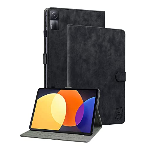 GRENJ Ooboom Hülle für Xiaomi Redmi Pad, Süßer Tiger Magnetische Flip Folio Smart Cover PU Leder Schutzhülle Tasche Brieftasche Wallet Case Ständer Kartenfächer - Schwarz von GRENJ