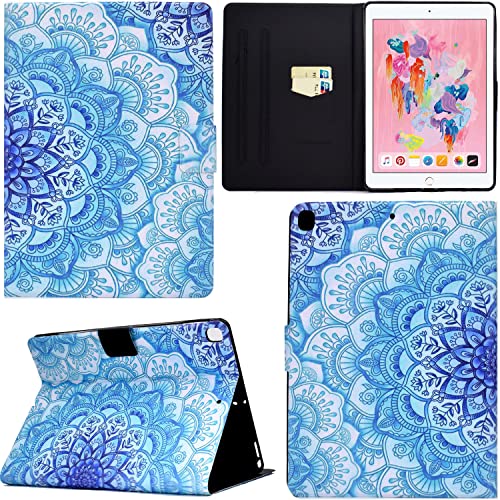 GRENJ Ooboom Hülle für iPad 10,2"/iPad Pro 10,5/iPad Air 10,5, PU Leder Flip Smart Cover Schutzhülle Dünn Tasche Brieftasche Wallet Case Ständer mit Kartenfächer Magnetverschluss - Mandala von GRENJ