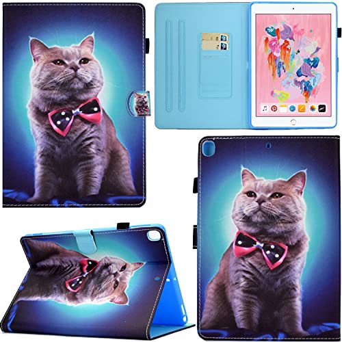 GRENJ Ooboom Hülle für iPad 10,2"/iPad Pro 10,5/iPad Air 10,5, PU Leder Flip Smart Cover Schutzhülle Tasche Brieftasche Wallet Case Schale Ständer mit Kartenfächer Magnetverschluss - Katze von GRENJ