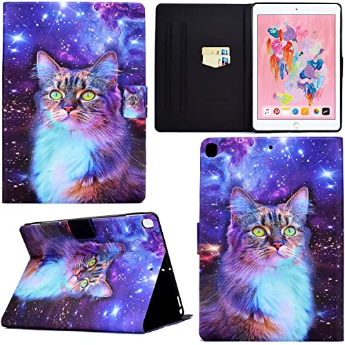 GRENJ Ooboom Hülle für iPad Mini1/2/3/4/5, PU Leder Flip Smart Cover Schutzhülle Dünn Tasche Brieftasche Wallet Case Ständer mit Kartenfächer Magnetverschluss - Katze Stern von GRENJ