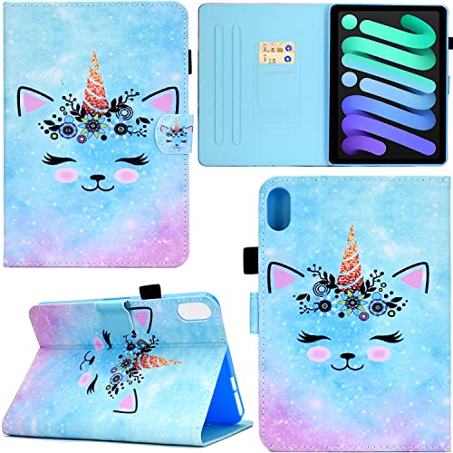 GRENJ Ooboom Hülle für iPad Mini6 2021, PU Leder Flip Smart Cover Schutzhülle Tasche Brieftasche Wallet Case Schale Ständer mit Kartenfächer Magnetverschluss - Lächeln Gesicht von GRENJ