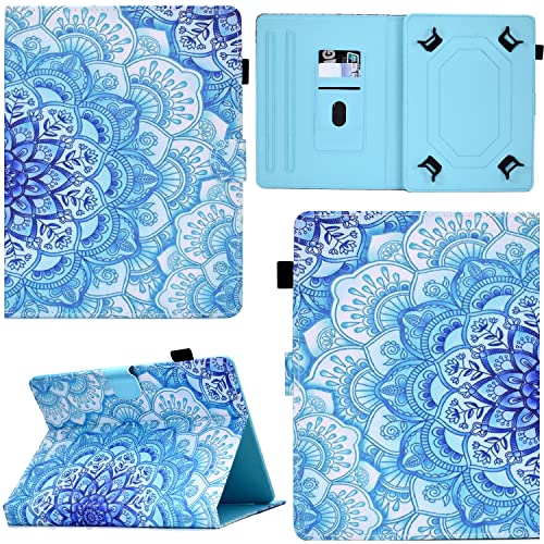 GRENJ Ooboom Universal Hülle für 7" Zoll Android Tablets, PU Leder Flip Smart Cover Schutzhülle Dünn Tasche Brieftasche Wallet Case Ständer mit Kartenfächer Magnetverschluss - Mandala von GRENJ