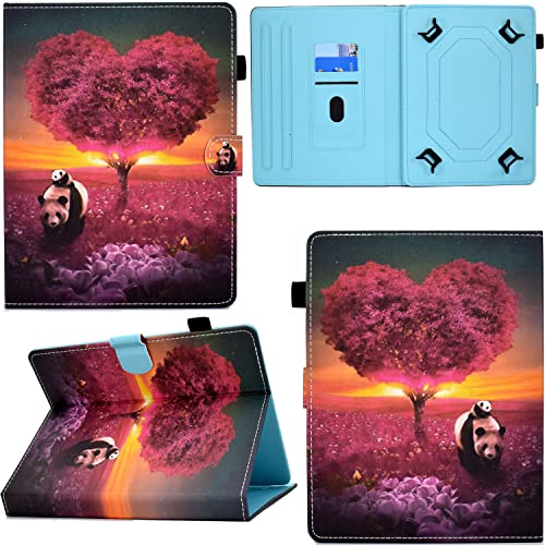 GRENJ Ooboom Universal Hülle für 7" Zoll Android Tablets, PU Leder Flip Smart Cover Schutzhülle Dünn Tasche Brieftasche Wallet Case Ständer mit Kartenfächer Magnetverschluss - Panda Baum von GRENJ