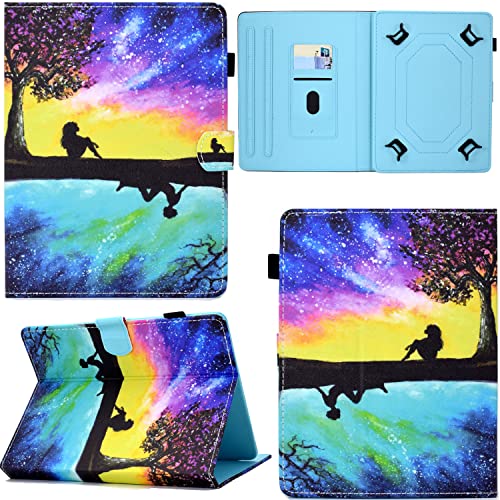 GRENJ Ooboom Universal Hülle für 7" Zoll Android Tablets, PU Leder Flip Smart Cover Schutzhülle Dünn Tasche Brieftasche Wallet Case Ständer mit Kartenfächer Magnetverschluss - Reflection von GRENJ