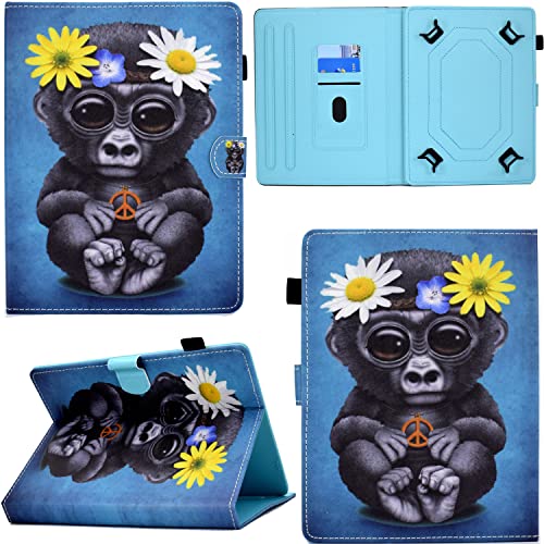 GRENJ Ooboom Universal Hülle für 9,7" 10" 10,1" Zoll Android Tablets, PU Leder Flip Smart Cover Schutzhülle Dünn Tasche Brieftasche Wallet Case Ständer mit Kartenfächer Magnetverschluss - Gorilla von GRENJ