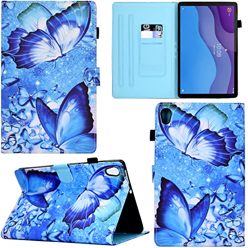 Ooboom Hülle für Lenovo Tab M10 HD(2nd Gen) Tablet 10,1" TB-X306X/X306F, PU Leder Flip Smart Cover Schutzhülle Tasche Brieftasche Wallet Case Ständer Kartenfächer Magnetverschluss - Schmetterling von GRENJ