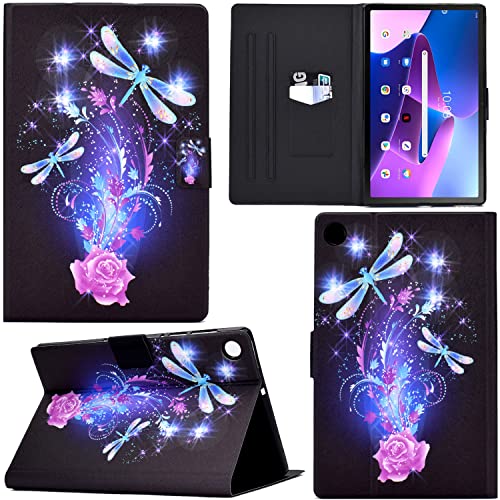 Ooboom Hülle für Lenovo Tab M10 Plus 3rd Gen 10,6" 2022, PU Leder Flip Smart Cover Schutzhülle Dünn Tasche Brieftasche Wallet Case Ständer mit Kartenfächer Magnetverschluss - Libelle von GRENJ