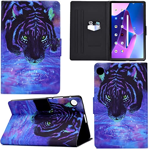 Ooboom Hülle für Lenovo Tab M10 Plus 3rd Gen 10,6" 2022, PU Leder Flip Smart Cover Schutzhülle Dünn Tasche Brieftasche Wallet Case Ständer mit Kartenfächer Magnetverschluss - Tiger von GRENJ