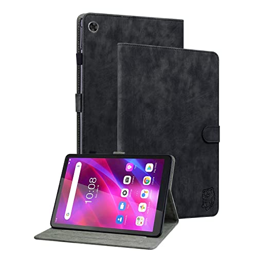 Ooboom Hülle für Lenovo Tab M7 (3rd Gen) 7 Zoll Tablet, Süßer Tiger Magnetische Flip Folio Smart Cover PU Leder Schutzhülle Tasche Brieftasche Wallet Case Ständer Kartenfächer - Schwarz von GRENJ