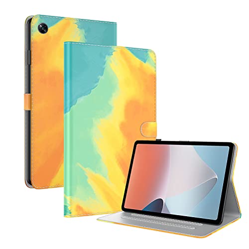 Ooboom Hülle für Oppo Pad Air, Malerei Design Magnetische Flip Folio Smart Cover PU Leder Schutzhülle Tasche Brieftasche Wallet Case Ständer mit Kartenfächer - Gelb Blau von GRENJ