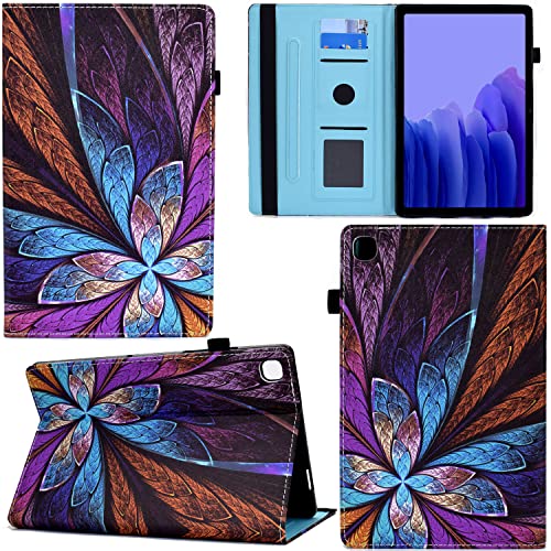 Ooboom Hülle für Samsung Galaxy Tab A7, PU Leder Flip Smart Cover Schutzhülle Tasche Brieftasche Wallet Case Schale Ständer mit Kartenfächer Gummiband - Blume von GRENJ