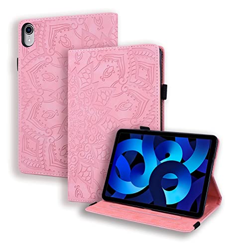 Ooboom Hülle für iPad 10,9 Zoll 2022(10th Gen), Mandala Muster Flip Smart Cover PU Leder Schutzhülle Tasche Brieftasche Multi-Winkel Wallet Case Ständer mit Kartenfächer - Rosa von GRENJ