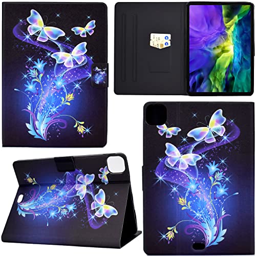 Ooboom Hülle für iPad Pro 11" 2022/2021/2020/iPad Air 4/Air 5 10,9", PU Leder Flip Smart Cover Schutzhülle Dünn Tasche Brieftasche Wallet Case Ständer Kartenfächer Magnetverschluss-Bling Schmetterling von GRENJ