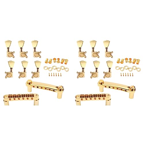 GREOHNMPAW 2 Set Gold Saiten Sattel Melodie-O- Brücke & Saitenhalter für Gb Lp Stil Electrisch Gitarre GREOHNMPAW 2 Set Gold Saiten Sattel Melodie-O- Brücke & Saitenhalter für Gb Lp Stil Electrisch Gitarre von GREOHNMPAW