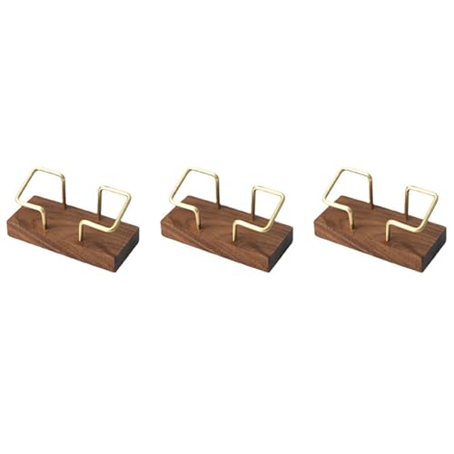GREOHNMPAW 3X Walnuss Messing Business Visitenkarten Halter Visitenkarten Halter Metall Visitenkarten Ständer für Business Massiv Karten Notiz Box von GREOHNMPAW