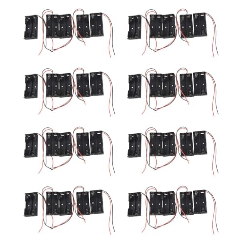GREOHNMPAW 40 Stueck 2 X 1,5 V AA-Batteriehalter-Kasten Schwarz M Anschlussdraehte von GREOHNMPAW