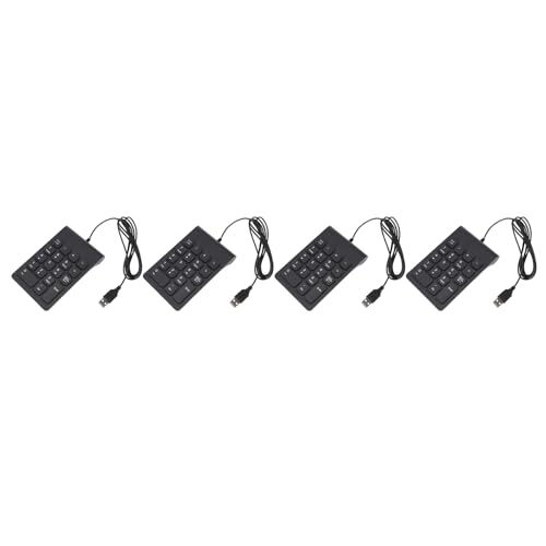 GREOHNMPAW 4X Mini USB Kabel Ziffern Block Tastatur 18 Tasten Digitale Tastatur für Die Abrechnung Teller Laptop Android Notebook Tablets PC (Schwarz) von GREOHNMPAW