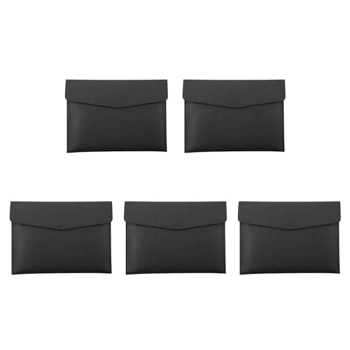 GREOHNMPAW 5X PU Leder A4 Aktenordner Dokumenten Halter Wasser Dichter Portfolio Umschlag Ordner Etui mit Schnappen Verschluss (Schwarz) von GREOHNMPAW