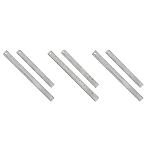 GREOHNMPAW 6X Metalllineal mit KorkrüCken: (12 + 18) Edelstahllineal Rutschfeste Lineale mit und Zentimetern von GREOHNMPAW