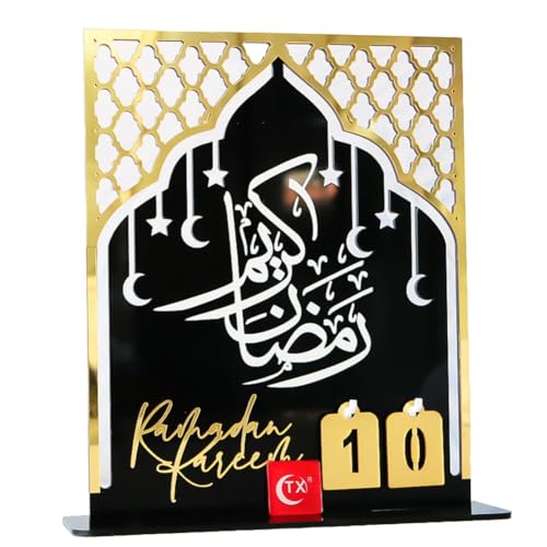 GREOHNMPAW Ramadan-Countdown-Kalender Aus Acryl, Tag Des Ramadan, Adventskalender, Eid Mubarak, Countdown-Tischkalender, Schwarz GREOHNMPAW Ramadan-Countdown-Kalender Aus Acryl, Tag Des Ramadan, Adventskalender, Eid Mubarak, Countdown-Tischkalender, Schwarz von GREOHNMPAW