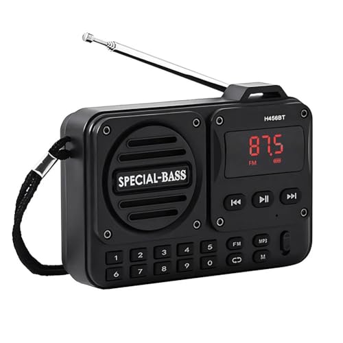 GREOHNMPAW Tragbares Digitalradio, Bluetooth-Kompatibel 5.0, FM-Radioempfänger mit LED-Anzeige, U-Disk, TF-Karte, MP3-Wiedergabe, Lautsprecher A von GREOHNMPAW