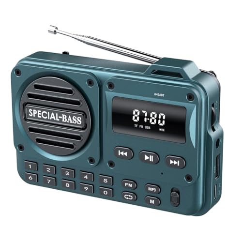 GREOHNMPAW Tragbares Digitalradio, Bluetooth-Kompatibel 5.0, FM-Radioempfänger mit LED-Anzeige, U-Disk, TF-Karte, MP3-Wiedergabe, Lautsprecher B von GREOHNMPAW
