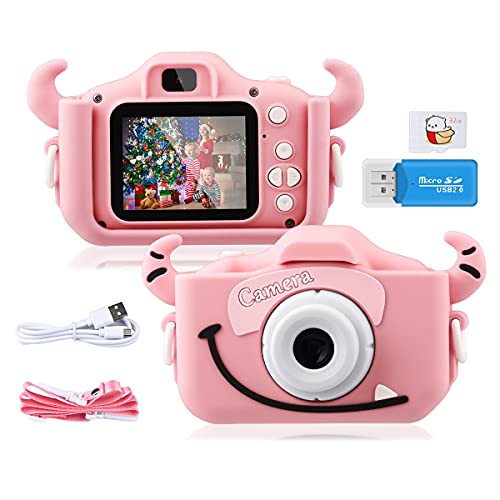 GREPRO Kinder Kamera, 2.0”Display Digitalkamera Kinder Geschenke für 3 4 5 6 8 7 9 Jahre Jungen und mädchen, 1080P HD Anti-Drop Fotoapparat Kinder für Weihnachten, Geburtstag Spielzeug Geschenke Pink von GREPRO