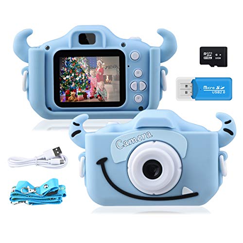 GREPRO Kinder Kamera, 2.0”Display Digitalkamera Kinder Geschenke für 3 4 5 6 8 7 9 Jahre Jungen und mädchen, 1080P HD Anti-Drop Fotoapparat Kinder für Weihnachten Spielzeug Blau von GREPRO