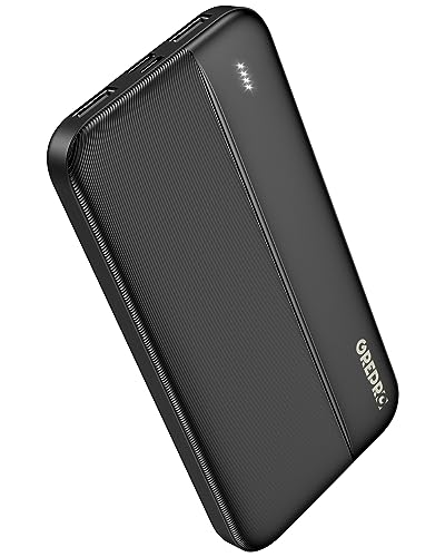 Power Bank 10000mAh, GREPRO Externer Handyakkus, Power Bank Klein Aber Stark mit Type-c + Micro Eingängen Ports und USB-C + 2 USB Ausgängen Ports für Smartphones,Tablets von GREPRO