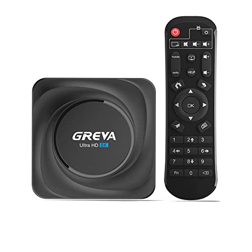GREVA Android TV Box 11.0, 8K HD Streaming Media Player Unterstützung 8GB RAM 64GB ROM Dualband WiFi 2,4G/5.8G mit HDR10.0 BT 4.0 USB 3.0 Smart TV Box mit Fernbedienung von GREVA
