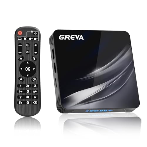 GREVA Android TV Box 4K, Android Box 11.0 mit 2GB RAM 16GB ROM Amlogic S905W2 WiFi 2.4G/ 5.8G 10/100M LAN Enternet Bluetooth 4.2 Smart TV Box Android mit Fernbedienung von GREVA