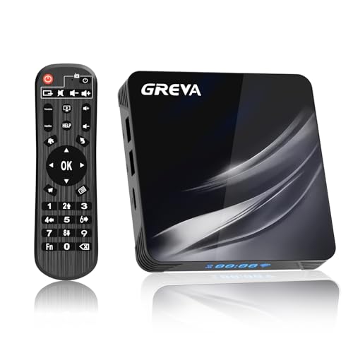 GREVA Android TV Box 4K, Android Box 11.0 mit 4GB RAM 32GB ROM Amlogic S905W2 WiFi 2.4G/ 5.8G 10/100M LAN Enternet Bluetooth 4.2 Smart TV Box Android mit Fernbedienung von GREVA