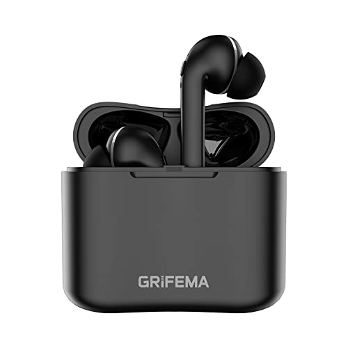 GRIFEMA Bluetooth 5.1 Kopfhörer Kabellos, In Ear mit Noise Cancelling, 40 std Spielzeit, Wasserdicht Touch Sensoren Eingebautes Mikrofon, Ladebox Schnellladung, Schwarz, G-TWS1B, Einheitsgröße von GRIFEMA