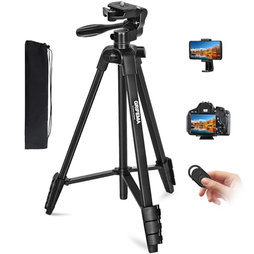 GRIFEMA Kamera Handy Stativ, 140 cm Aluminium Fotostativ für Handy und Kamera mit Bluetooth-Fernbedienung, Höhenverstellbarem Halter, Kompatibel mit iPhone, Android und DSLR-Kameras, GB1001 GRIFEMA Kamera Handy Stativ, 140 cm Aluminium Fotostativ für Handy und Kamera mit Bluetooth-Fernbedienung, Höhenverstellbarem Halter, Kompatibel mit iPhone, Android und DSLR-Kameras, GB1001 von GRIFEMA