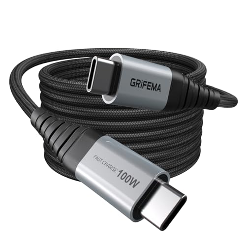 GRIFEMA USB C Kabel [2m], 100W Schnellladen QC 4.0 USB C auf USB C, Geflochtenes Nylon Ladekabel für iPhone 16/15 Pro, Samsung Galaxy S23 S22, iPad Pro, MacBook Air/Pro, Pixel 7, Tablets und mehr von GRIFEMA