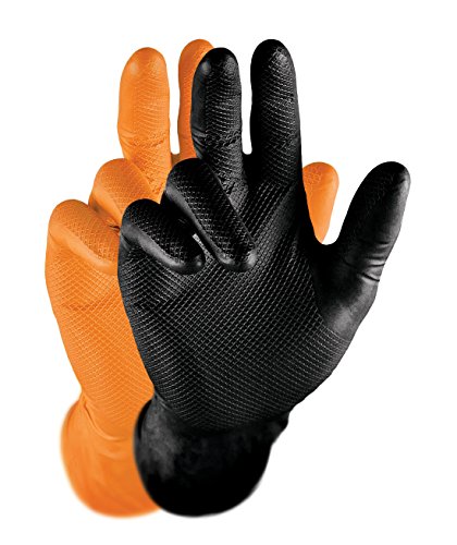 Grippaz Nitril-Handscuhe (50 Stück) latexfreie Arbeitshandschuhe extrem robust&reißfest, Schwarz, L von GRIPPAZ