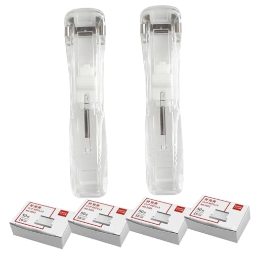 GRIRIW 1 Satz Nahtlose Heftklammer Clips Büro Nahtlose Grundnahrungsmittel Schreibtisch Klein Nachfüllbarer Hefter Wiederverwendbarer Klammerhefter Hefter Mit Transparent Eisen von GRIRIW